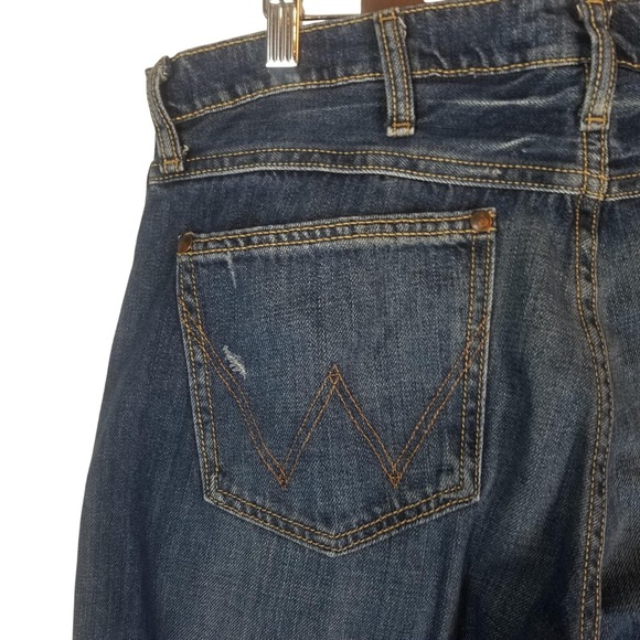 Wrangler Jeans Men's 35x36 Blue Retro Slim Boot Medium Wash‎ Cowboy Denim 77MWZ - Picture 7 of 16